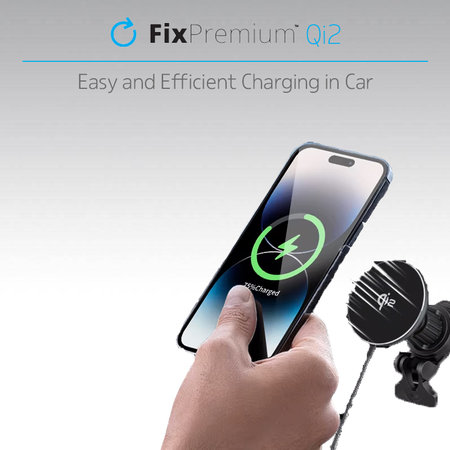 FixPremium - MagSafe Încărcător auto cu Qi2, negru