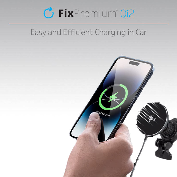 FixPremium - MagSafe Încărcător auto cu Qi2, negru