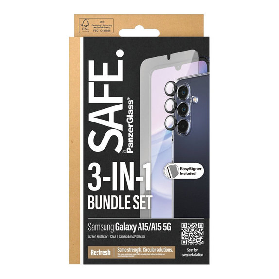 Bundle protecție lentile cameră + sticlă securizată UWF + husă TPU pentru Samsung A15 5G, SAFE