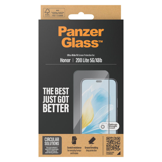 Sticlă securizată UWF pentru Honor 200 Lite, Negru, PanzerGlass