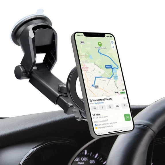 SBS - Suport auto Circle Mag cu braț telescopic, MagSafe, negru