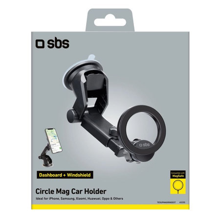 SBS - Suport auto Circle Mag cu braț telescopic, MagSafe, negru