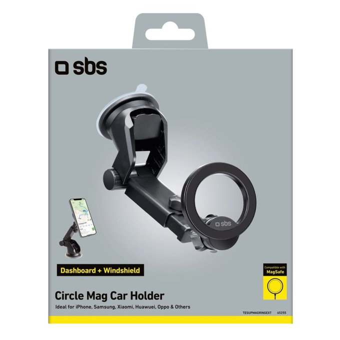 SBS - Suport auto Circle Mag cu braț telescopic, MagSafe, negru