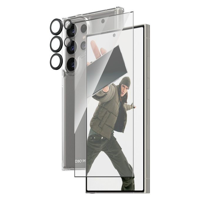 Bundle Hoops + Sticlă securizată UWF + Hard Case D3O pentru Samsung Galaxy S24 Ultra, PanzerGlass