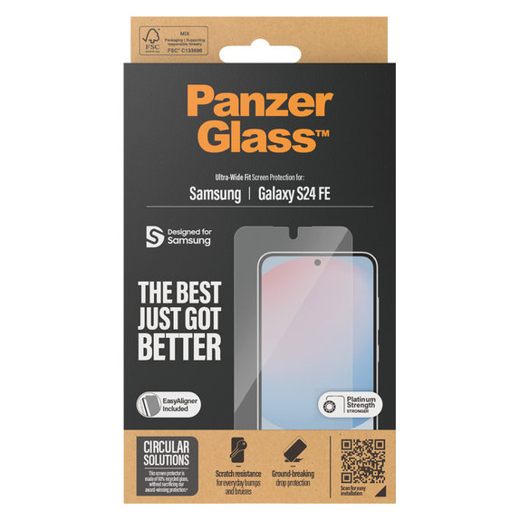 Sticlă securizată UWF cu aplicator pentru Samsung Galaxy S24 FE, Transparent, PanzerGlass