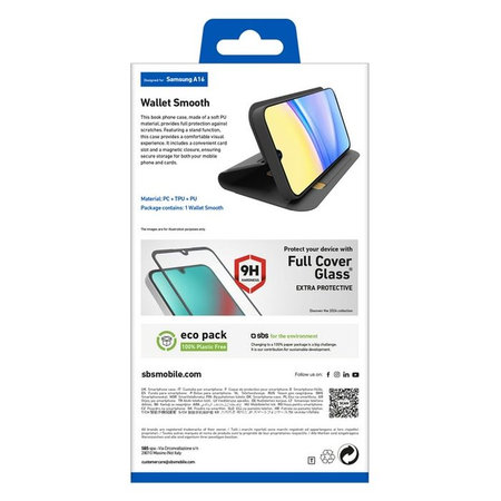 SBS - Caz Book Wallet Smooth pentru Samsung Galaxy A16, negru