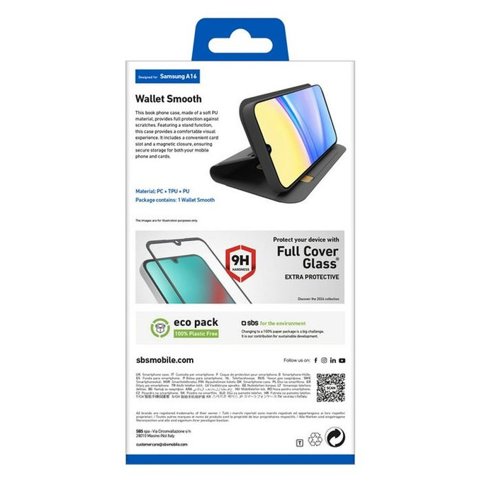 SBS - Caz Book Wallet Smooth pentru Samsung Galaxy A16, negru