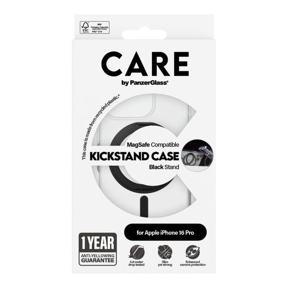 Husă Kickstand cu MagSafe pentru iPhone 16 Pro, Negru, CARE