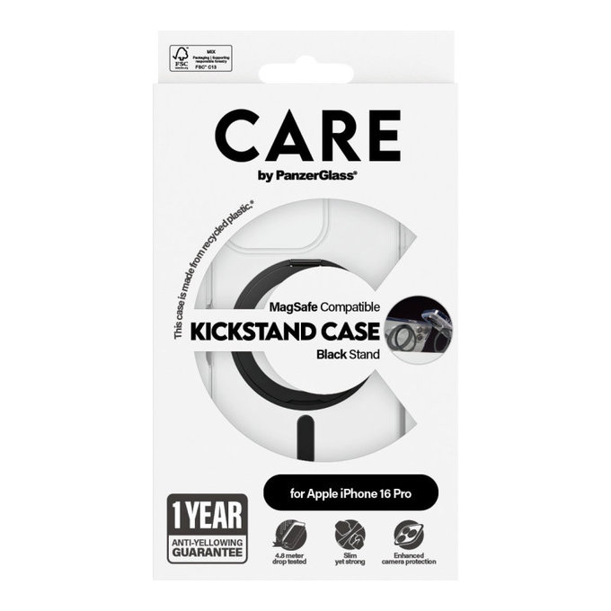 Husă Kickstand cu MagSafe pentru iPhone 16 Pro, Negru, CARE
