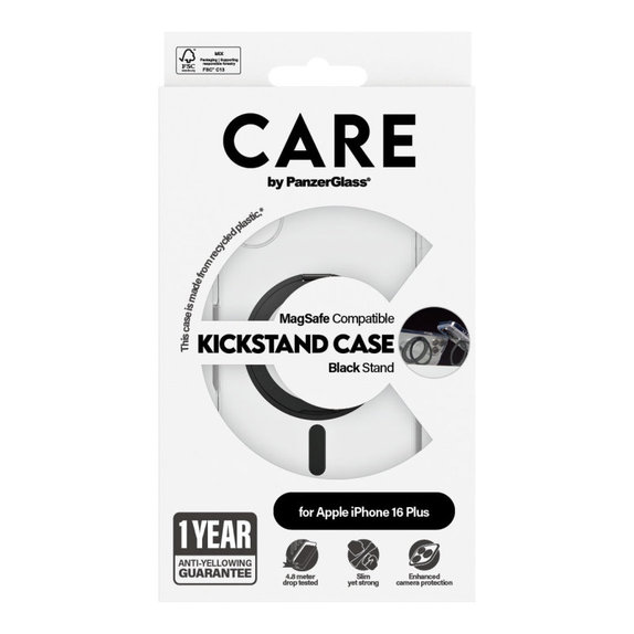 Husă Kickstand cu MagSafe pentru iPhone 16 Plus, Negru, CARE