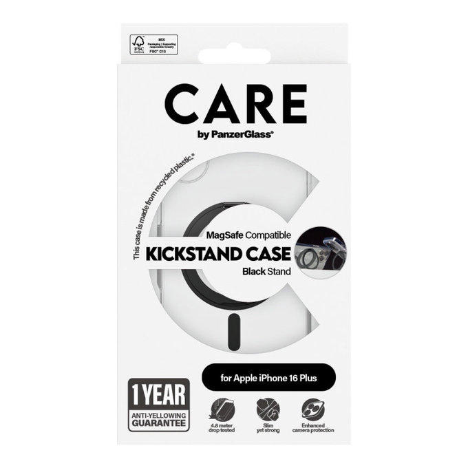 Husă Kickstand cu MagSafe pentru iPhone 16 Plus, Negru, CARE