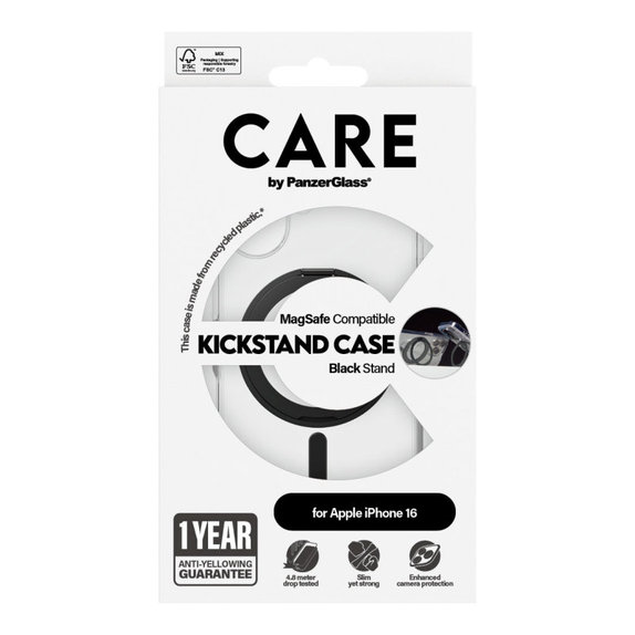 Husă Kickstand cu MagSafe pentru iPhone 16, Negru, CARE