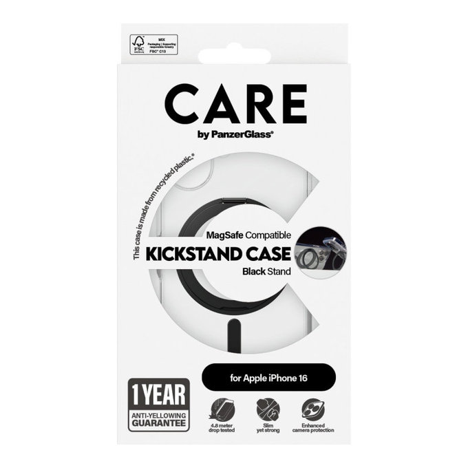 Husă Kickstand cu MagSafe pentru iPhone 16, Negru, CARE