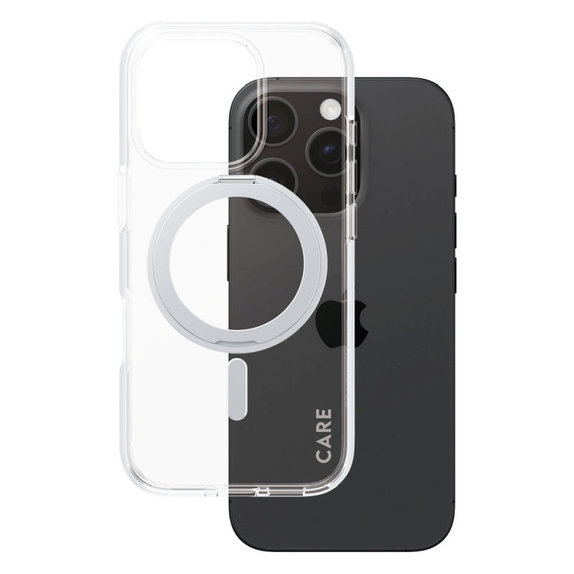 Husă Kickstand cu MagSafe pentru iPhone 16 Pro, Argintiu, CARE