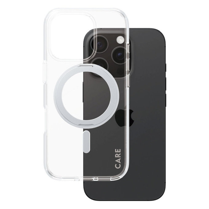 Husă Kickstand cu MagSafe pentru iPhone 16 Pro, Argintiu, CARE