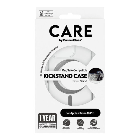 Husă Kickstand cu MagSafe pentru iPhone 16 Pro, Argintiu, CARE