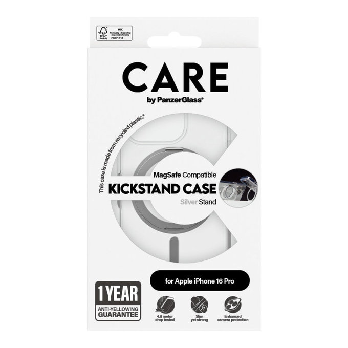 Husă Kickstand cu MagSafe pentru iPhone 16 Pro, Argintiu, CARE