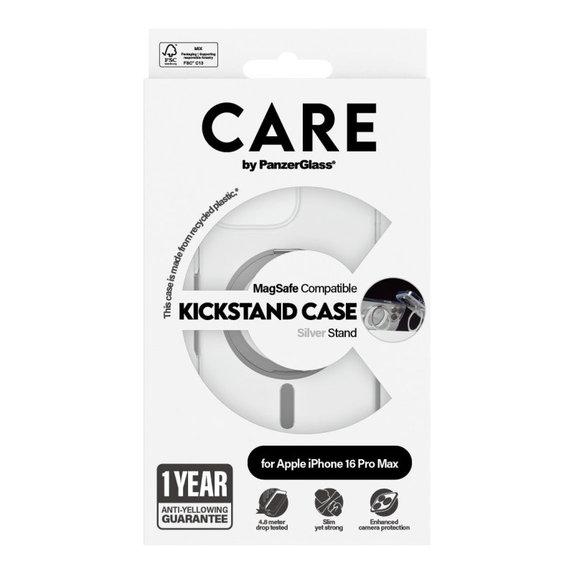 Husă Kickstand cu MagSafe pentru iPhone 16 Pro Max, Argintiu, CARE
