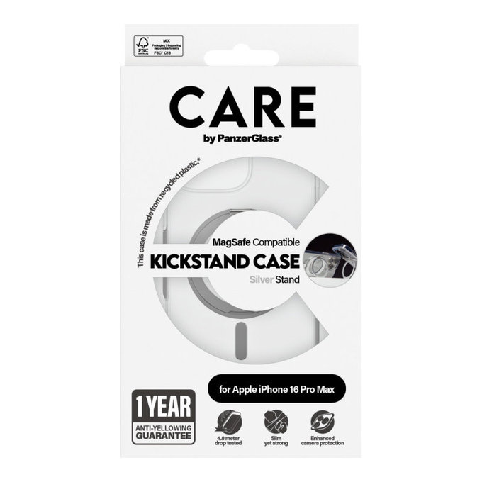 Husă Kickstand cu MagSafe pentru iPhone 16 Pro Max, Argintiu, CARE