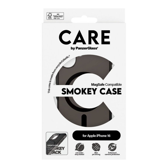 Husă Smokey cu MagSafe pentru iPhone 16, Negru, CARE