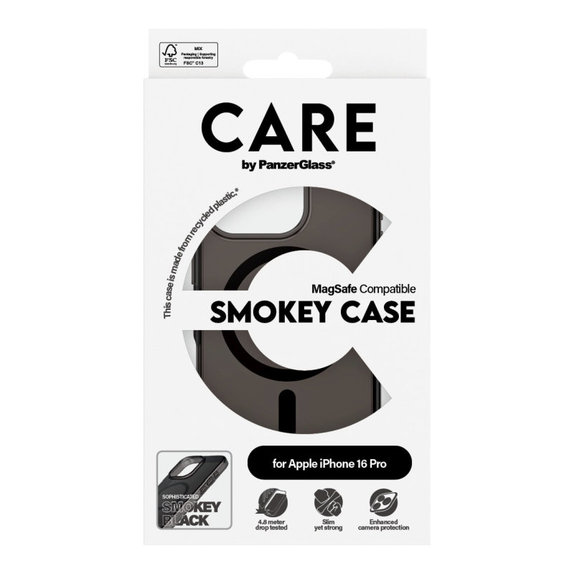 Husă Smokey cu MagSafe pentru iPhone 16 Pro, Negru, CARE