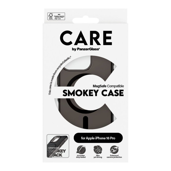 Husă Smokey cu MagSafe pentru iPhone 16 Pro, Negru, CARE