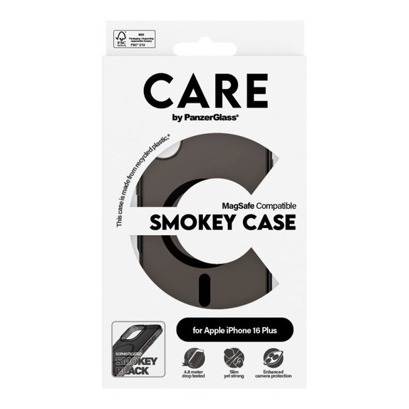 Husă Smokey cu MagSafe pentru iPhone 16 Plus, Negru, CARE