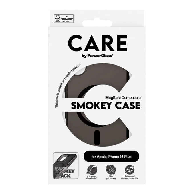 Husă Smokey cu MagSafe pentru iPhone 16 Plus, Negru, CARE