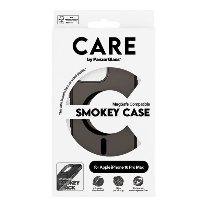 Husă Smokey cu MagSafe pentru iPhone 16 Pro Max, Negru, CARE