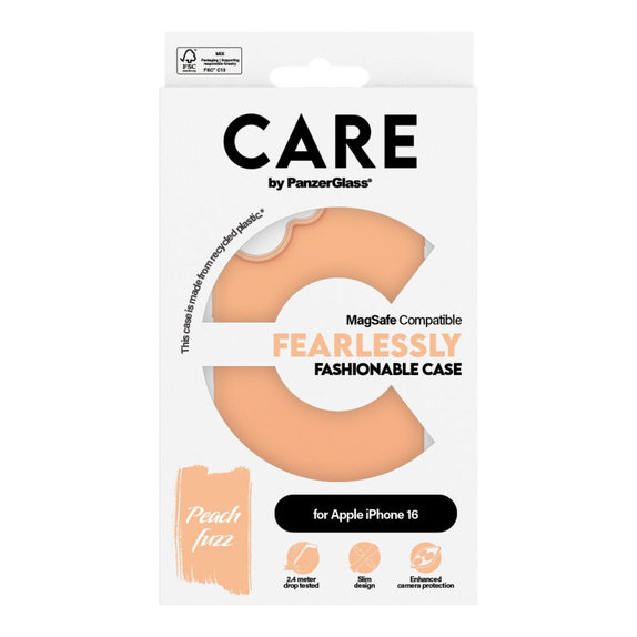 Husă Fearlessly cu MagSafe pentru iPhone 16, Peachy, CARE
