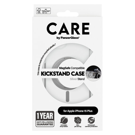 Caz Kickstand cu MagSAFE by PanzerGlass pentru iPhone 15 Pro Max, Argintiu, PanzerGlass