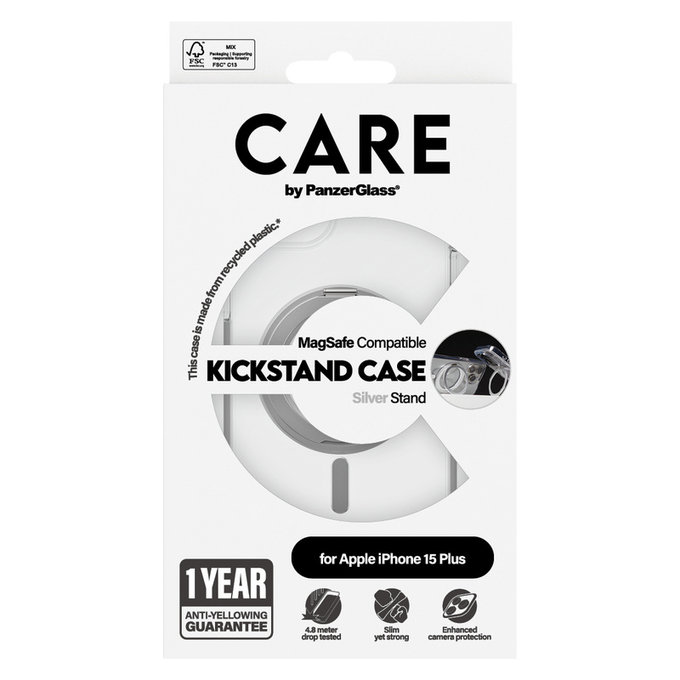 Caz Kickstand cu MagSAFE by PanzerGlass pentru iPhone 15 Pro Max, Argintiu, PanzerGlass