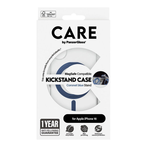 Husă Kickstand cu MagSafe pentru iPhone 16, Albastru, CARE