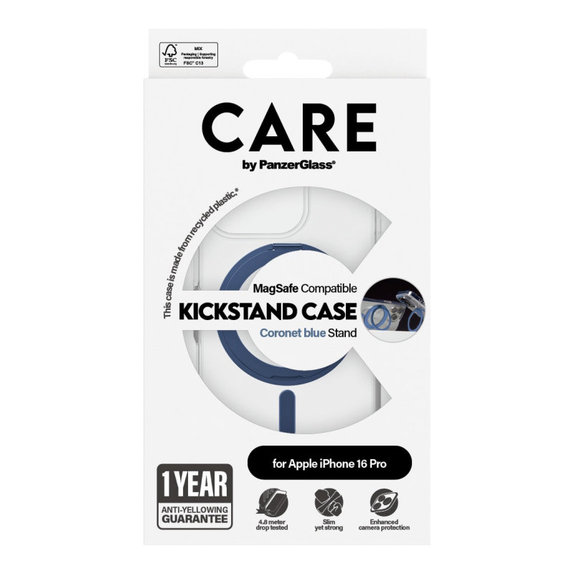 Husă Kickstand cu MagSafe pentru iPhone 16 Pro, Albastru, CARE