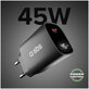 Adaptor de călătorie LCD USB-C, GaN, 45 W PD, negru, SBS