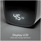 Adaptor de călătorie LCD USB-C, GaN, 45 W PD, negru, SBS