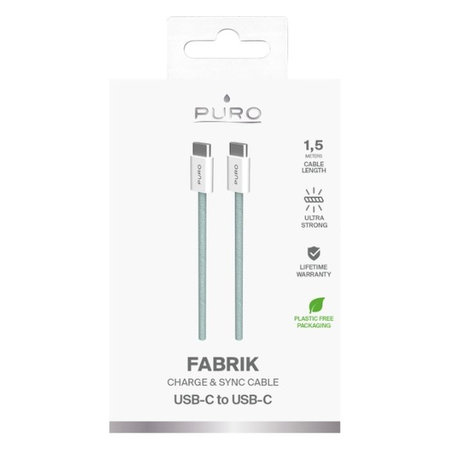 PURO - USB-C Cablu / USB-C, 60W, Fabrik FABK4, 1,5 m, island mist
