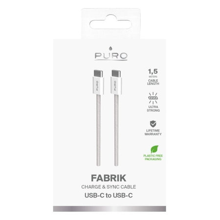 PURO - USB-C Cablu / USB-C, 60W, Fabrik FABK4, 1,5 m, sandshell