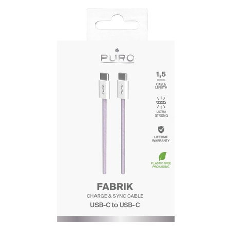 PURO - USB-C Cablu / USB-C, 60W, Fabrik FABK4, 1,5 m, coraltastic