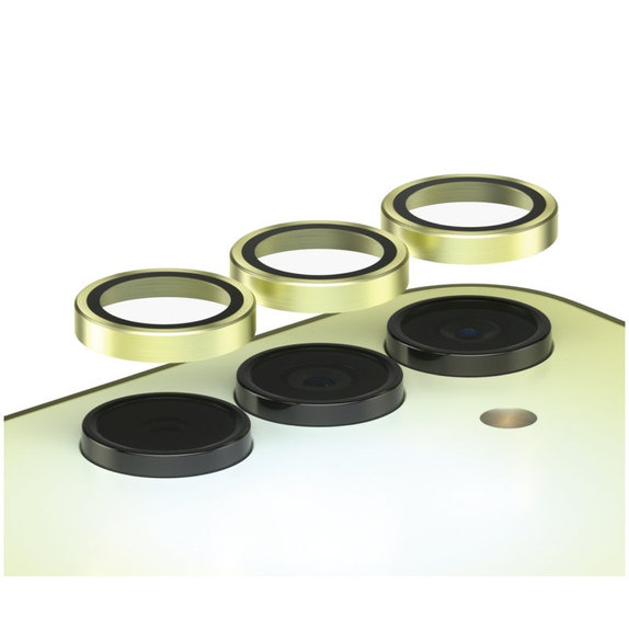 Protecție lentile cameră Hoops pentru Samsung A15/A15 5G, Galben, PanzerGlass