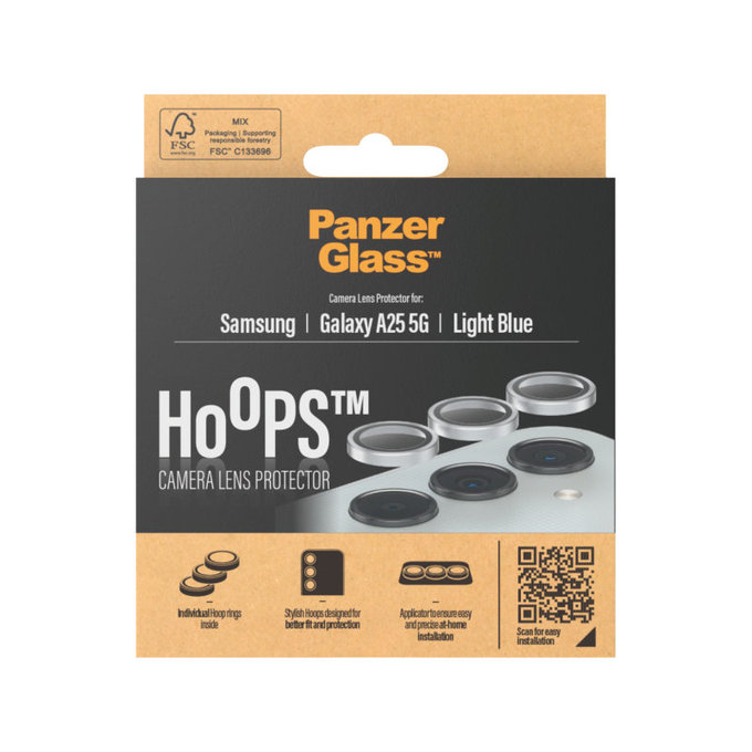 Protecție lentile cameră Hoops pentru Samsung A25 5G, Albastru deschis, PanzerGlass