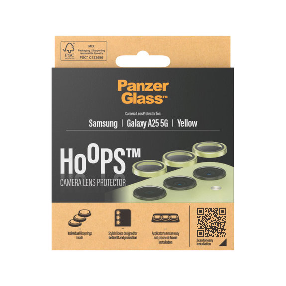 Protecție lentile cameră Hoops pentru Samsung A25 5G, Galben, PanzerGlass