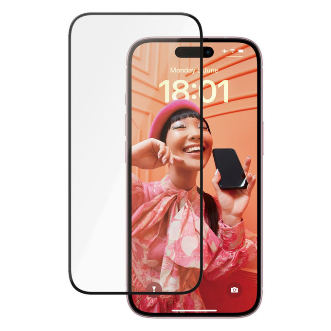 Sticlă securizată UWF Ceramic cu aplicator pentru iPhone 15, Negru, PanzerGlass