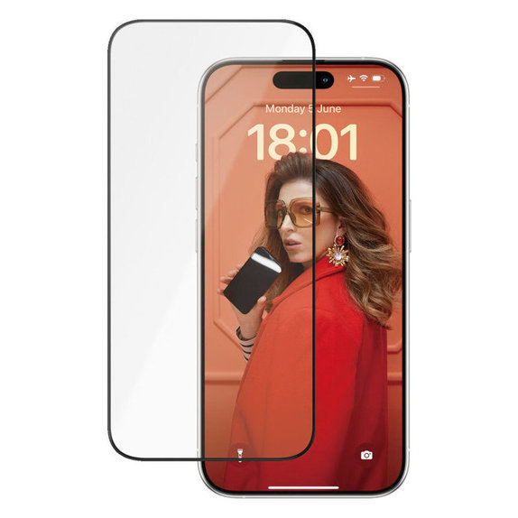 Sticlă securizată UWF Ceramic cu aplicator pentru iPhone 15 Pro, Negru, PanzerGlass