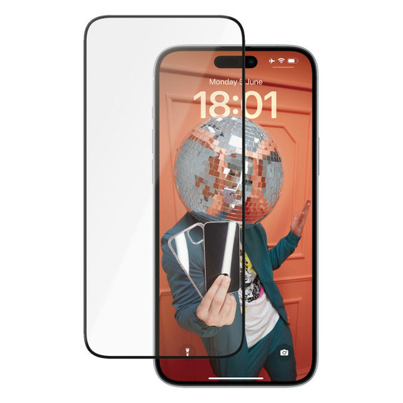Sticlă securizată UWF Ceramic cu aplicator pentru iPhone 15 Plus, Negru, PanzerGlass
