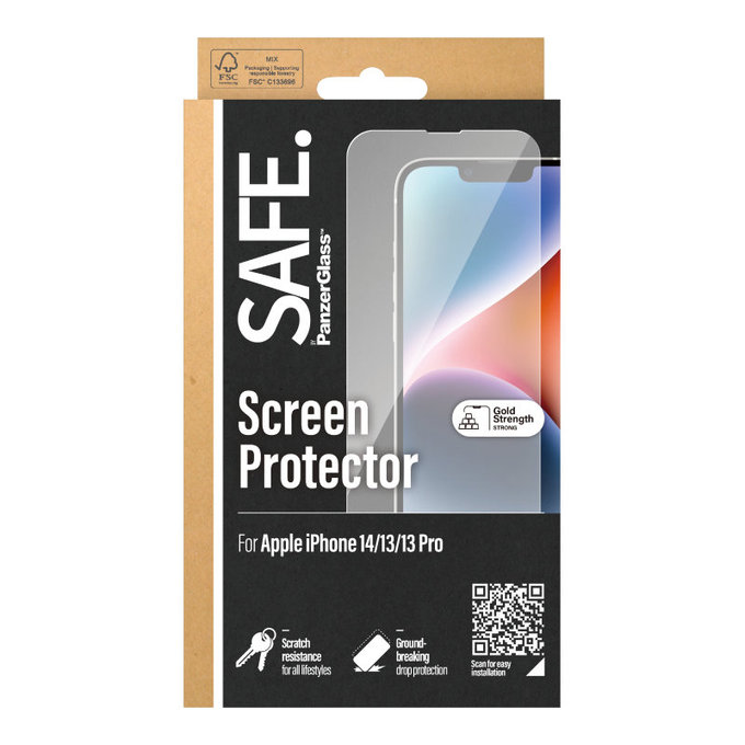 Sticlă securizată Case Friendly pentru iPhone 16e/14/13 Pro/13, Negru, SAFE