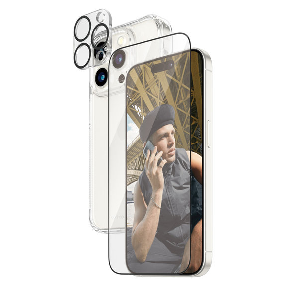 Bundle PicturePerfect + Sticlă securizată UWF + Hard Case D3O pentru iPhone 15 Pro, PanzerGlass