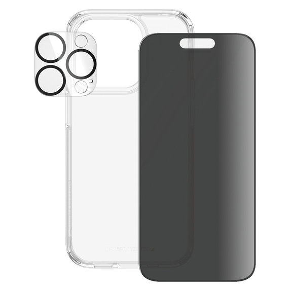Bundle PicturePerfect + Sticlă securizată UWF Privacy + Hard Case D3O pentru iPhone 15 Pro, PanzerGlass