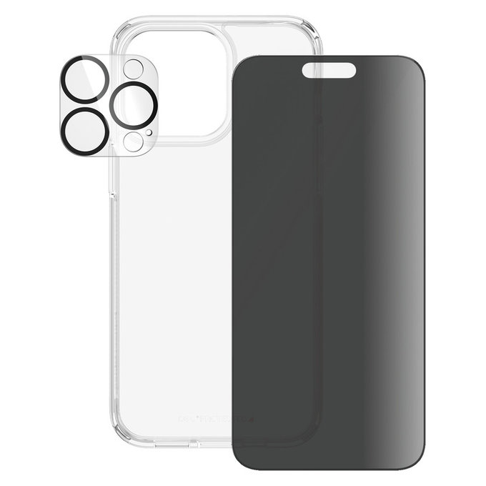Bundle PicturePerfect + Sticlă securizată UWF Privacy + Hard Case D3O pentru iPhone 15 Pro Max, PanzerGlass