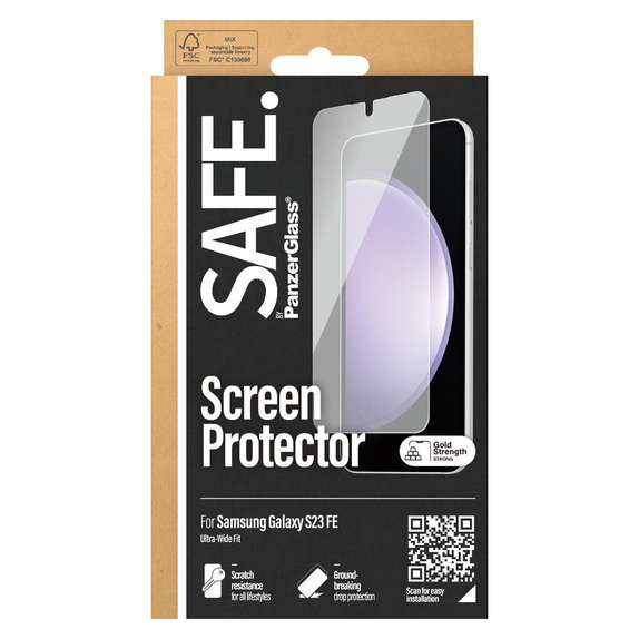 Sticlă securizată UWF pentru Samsung Galaxy S23 FE, Negru, SAFE by PanzerGlass